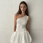 CUTENOVA Damen Sommer-Tanktops, schulterfrei, ärmellos, einfarbig, schmale Passform, Camisole-Bluse, T-Shirts, ästhetische Kleidung
